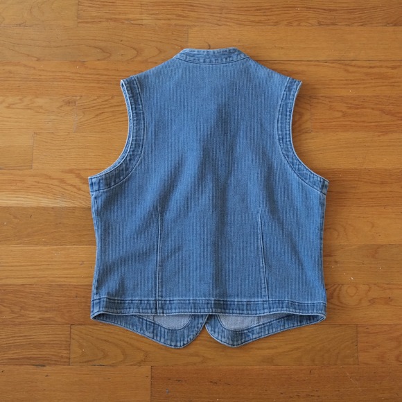 Willowbend Corduroy Vest Womens Blue Ribbed Button Front Western Boho Large - Picture 9 of 10